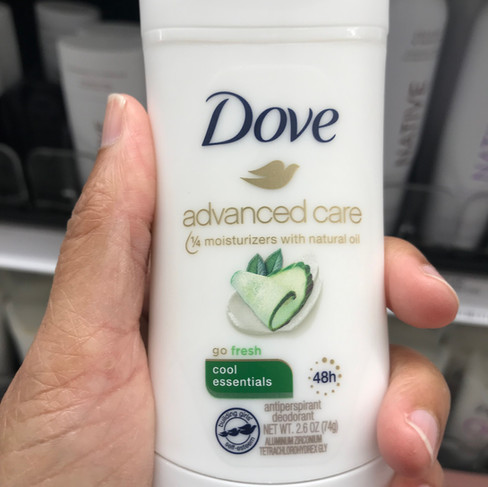 Image of dove brand cool essentials deodorant with fragrance that may cause allergy