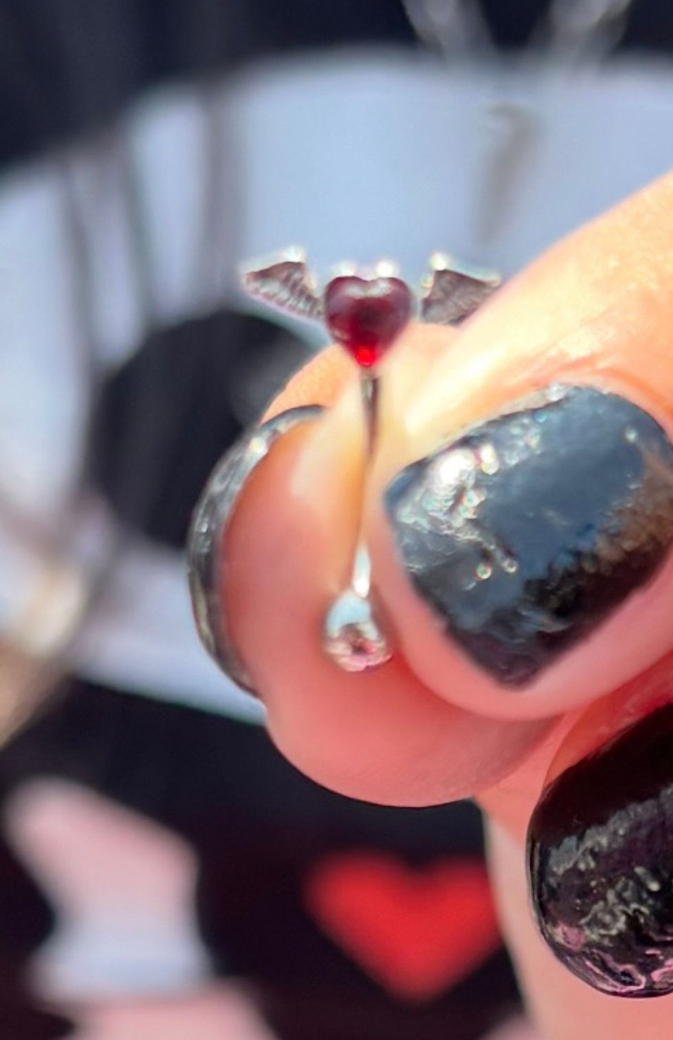 Thumbnail: Red Heart and Wings Curved Barbell