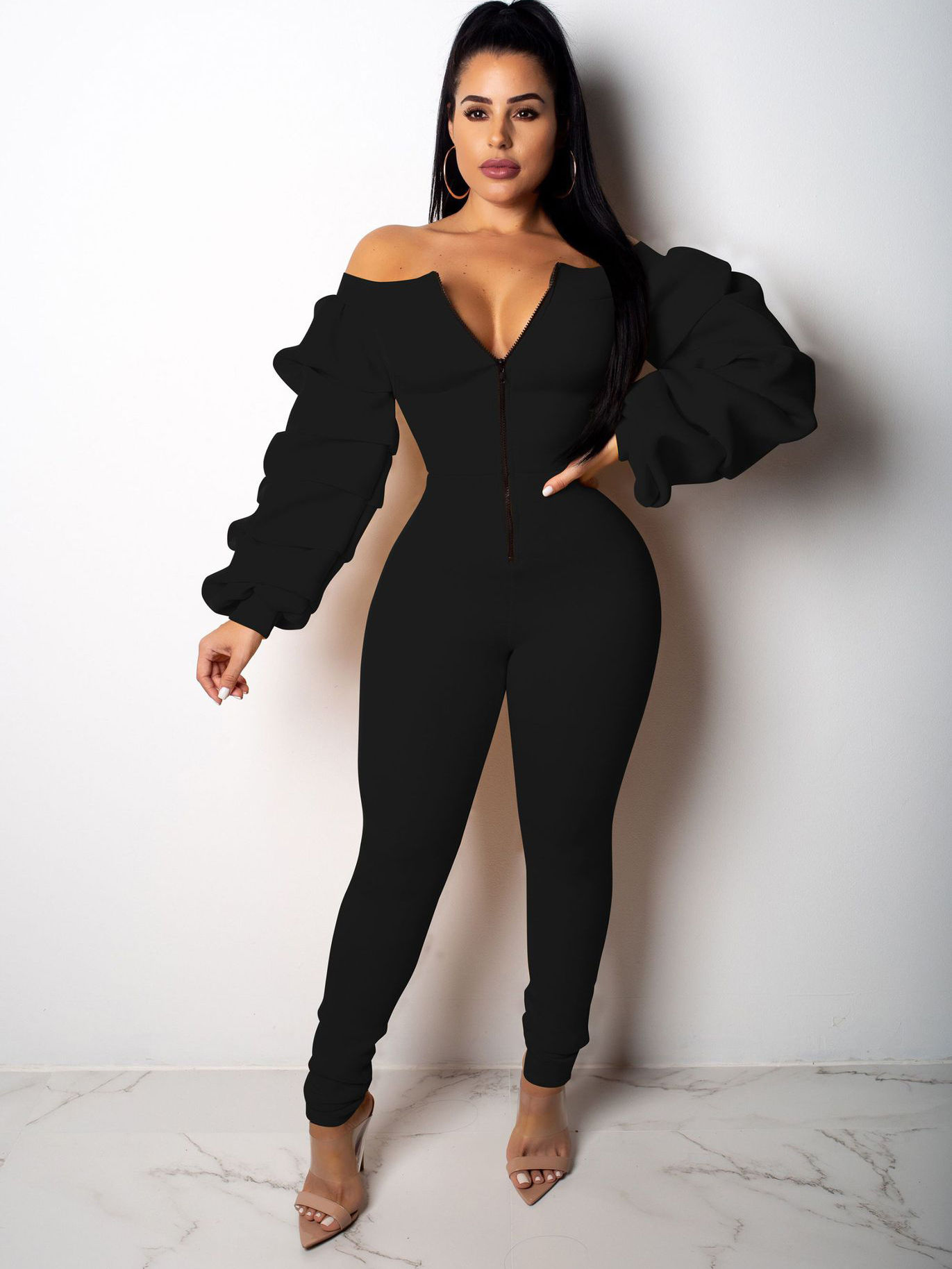 Design thick off shoulder Jumpsuit
