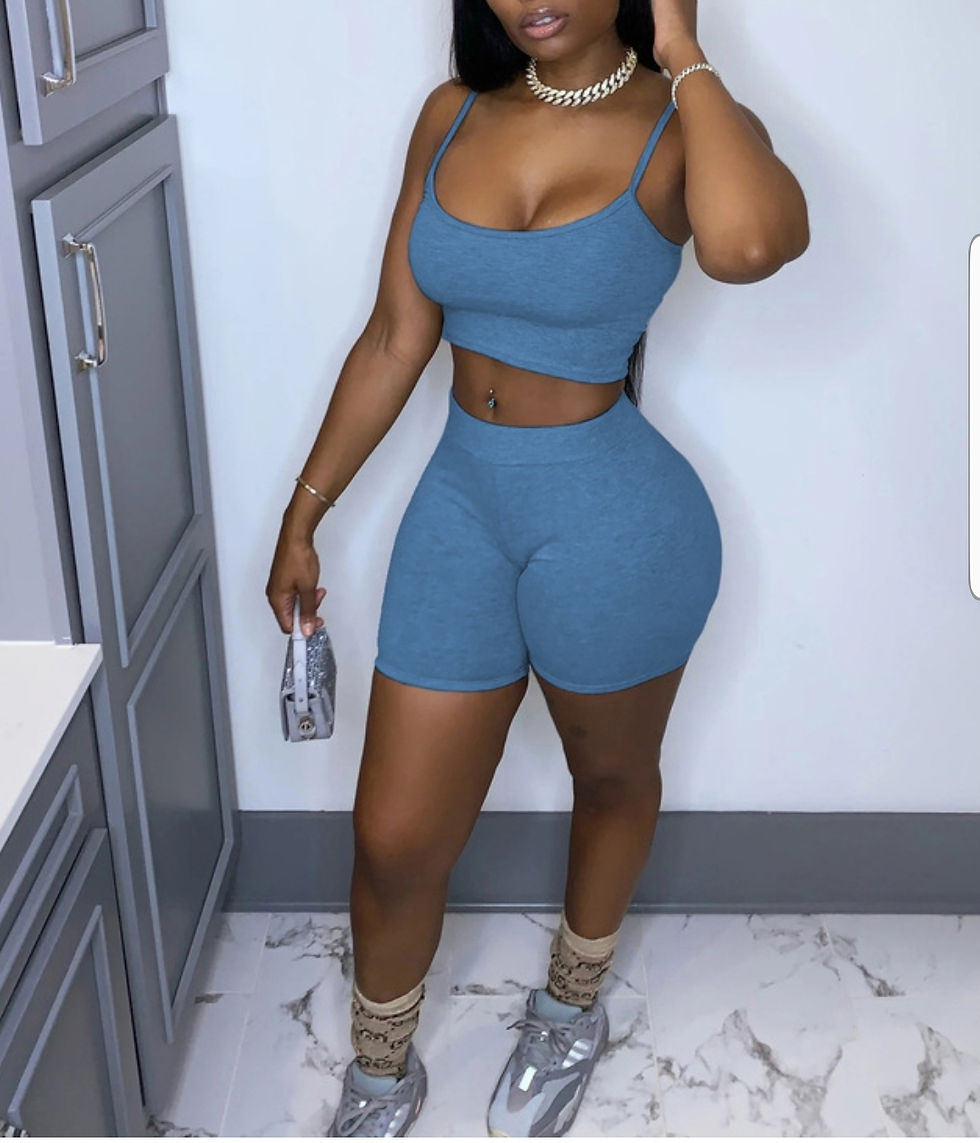 Thumbnail: 2 piece  crop top and bikers short set