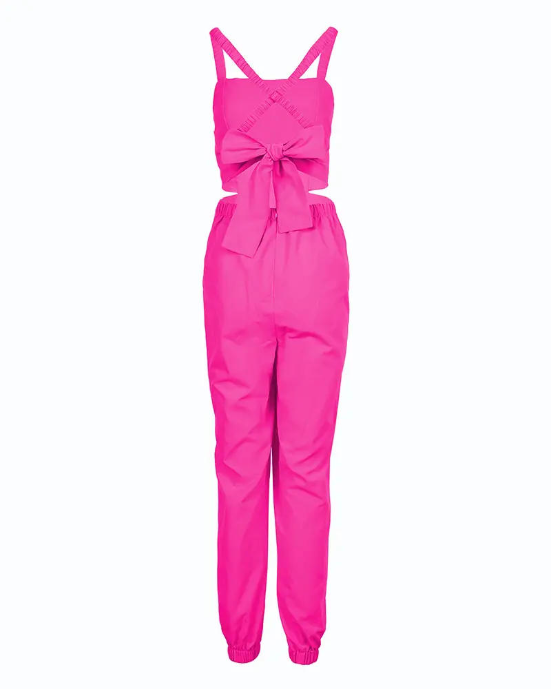 Thumbnail: Criss Cross Tied Detail Backless Jumpsuit