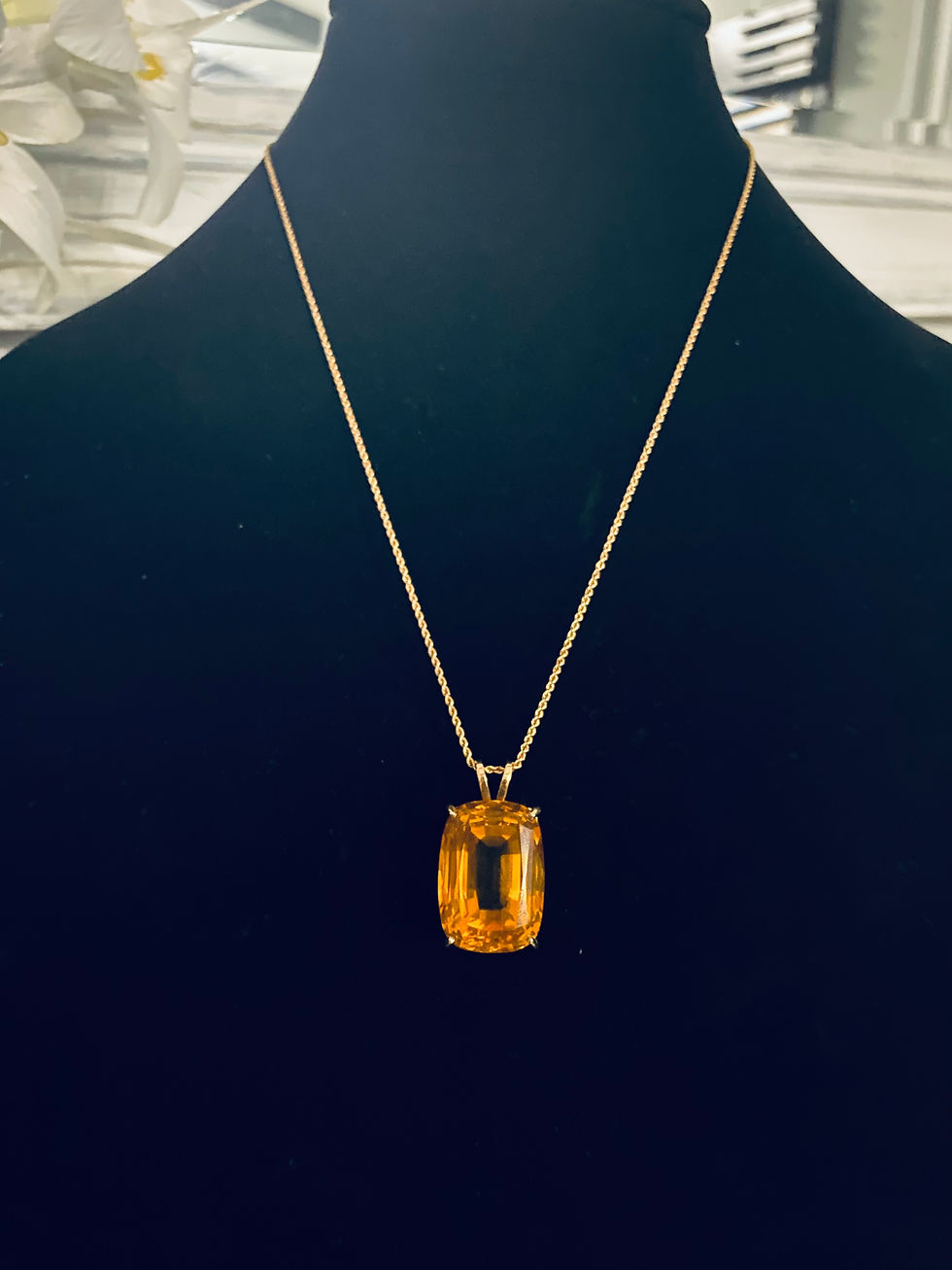 Golden Citrine Crystal Pendant 14kt Yellow Gold Necklace
