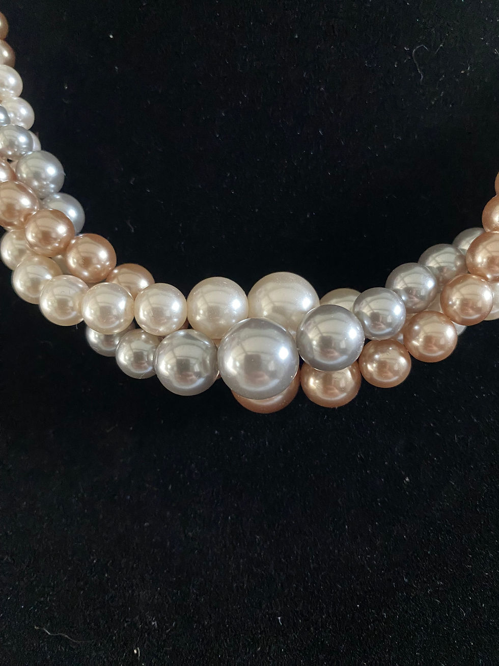 Thumbnail: RMN 3 Strand Faux Pearl Necklace