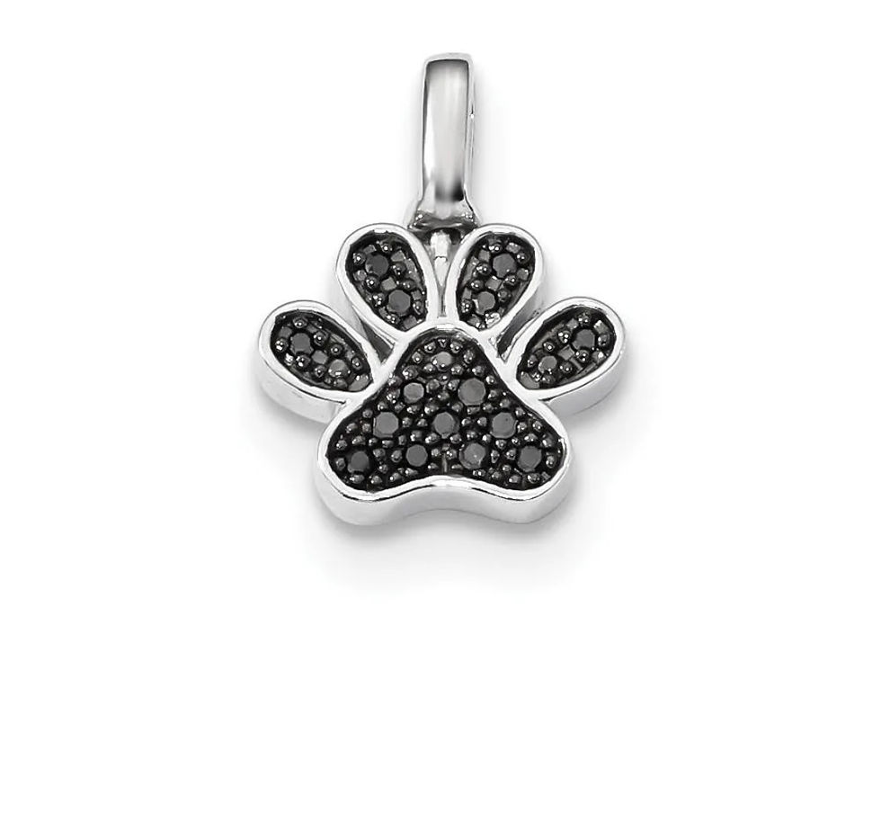 Thumbnail: SS Black & White Diamond Reversible Pawprint Necklace