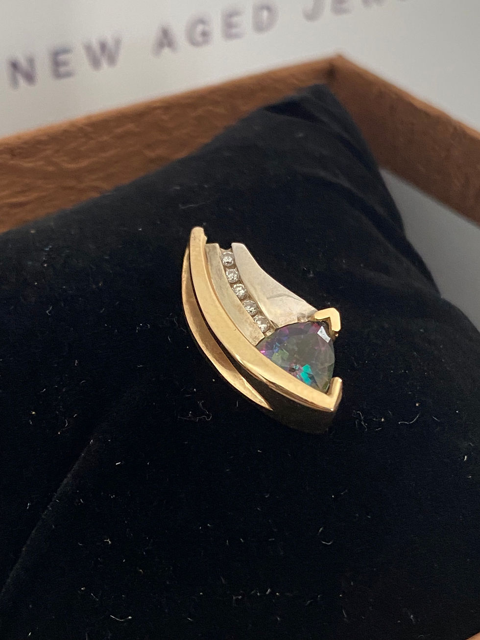 Thumbnail: John C Rinker Mystic Topaz 14k gold pendant
