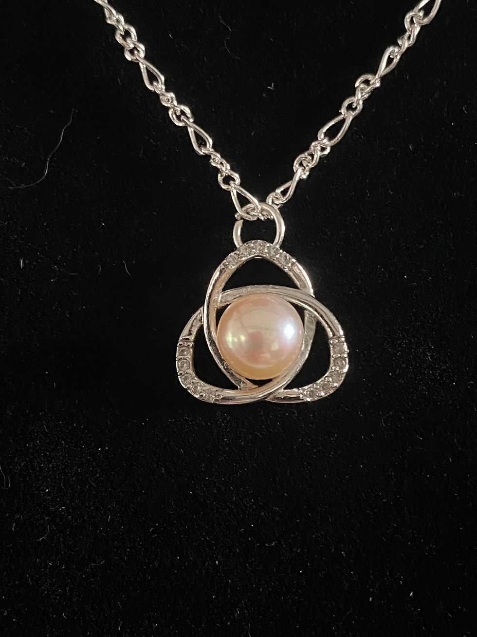 Thumbnail: Vintage White Pearl and Cubic Zirconia Pendant