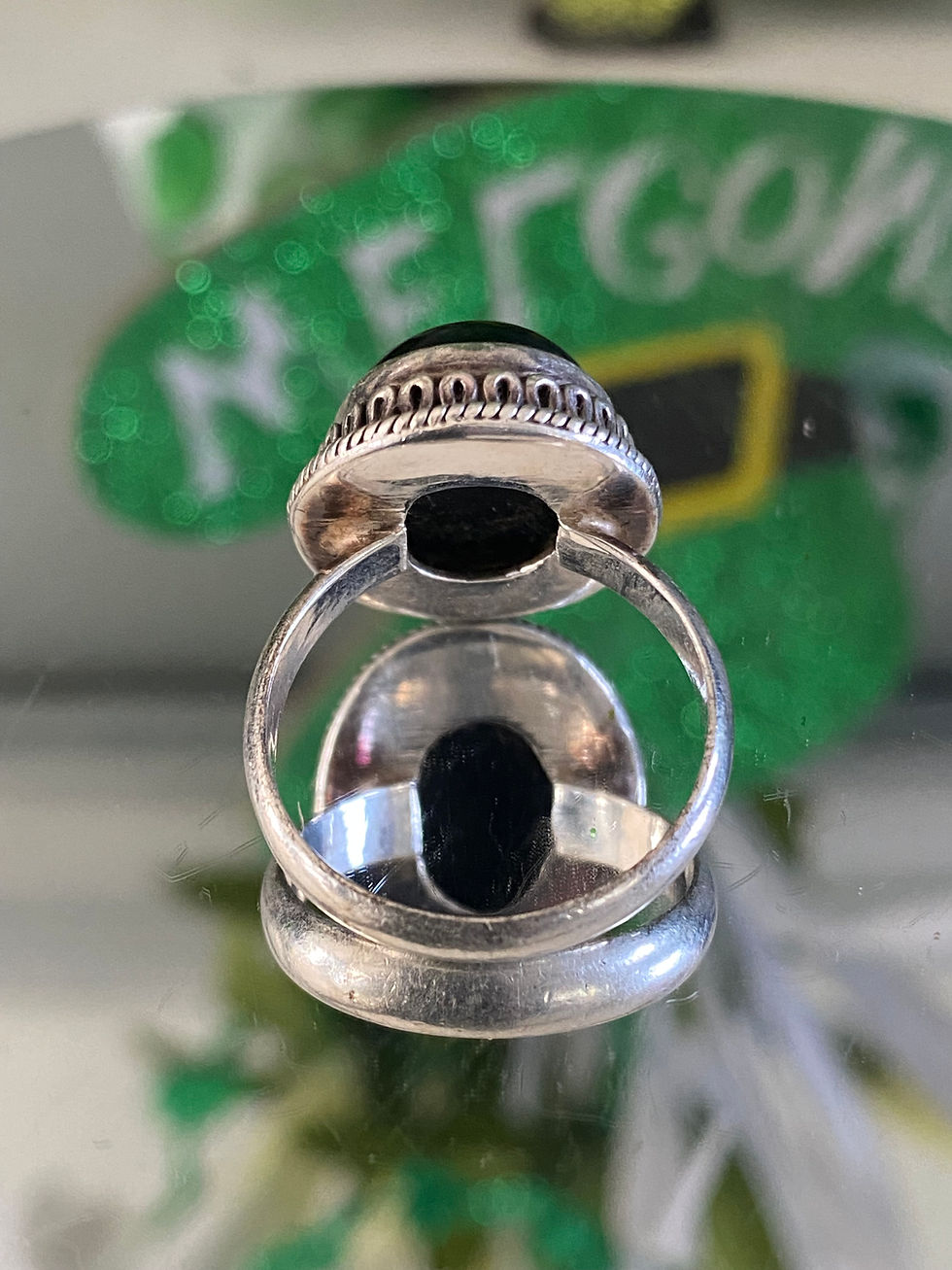 Thumbnail: Vintage Black Onyx Sterling Silver Ring