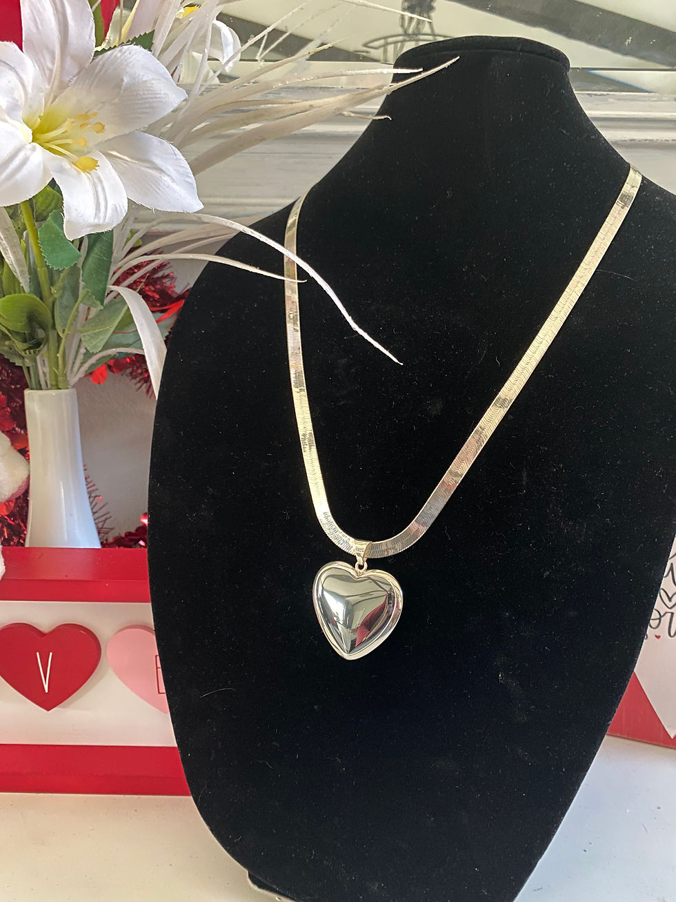 Sterling Silver Hematite Heart Pendant