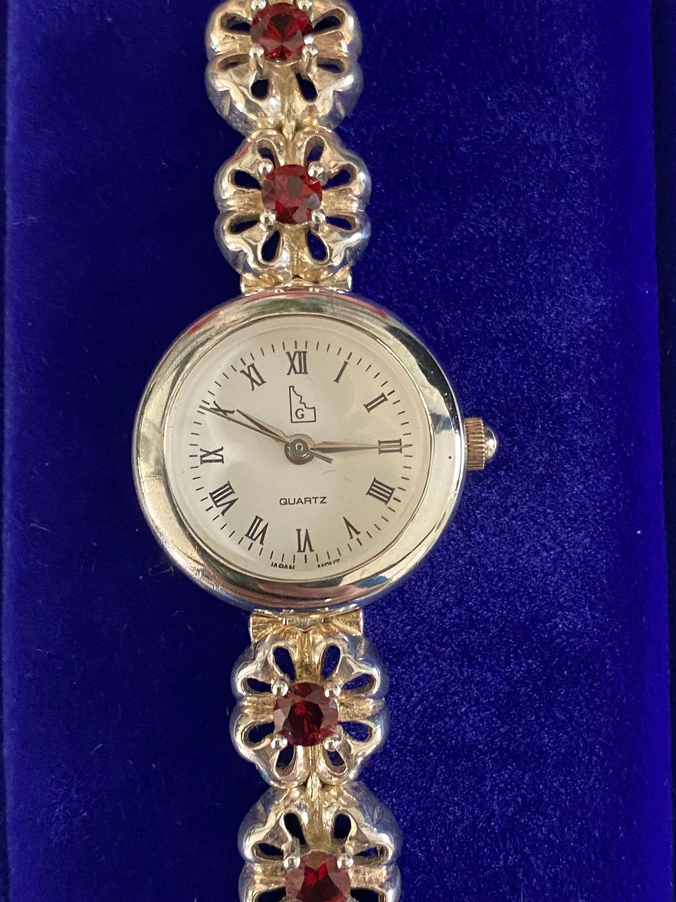 Sterling Silver Red Garnet Watch