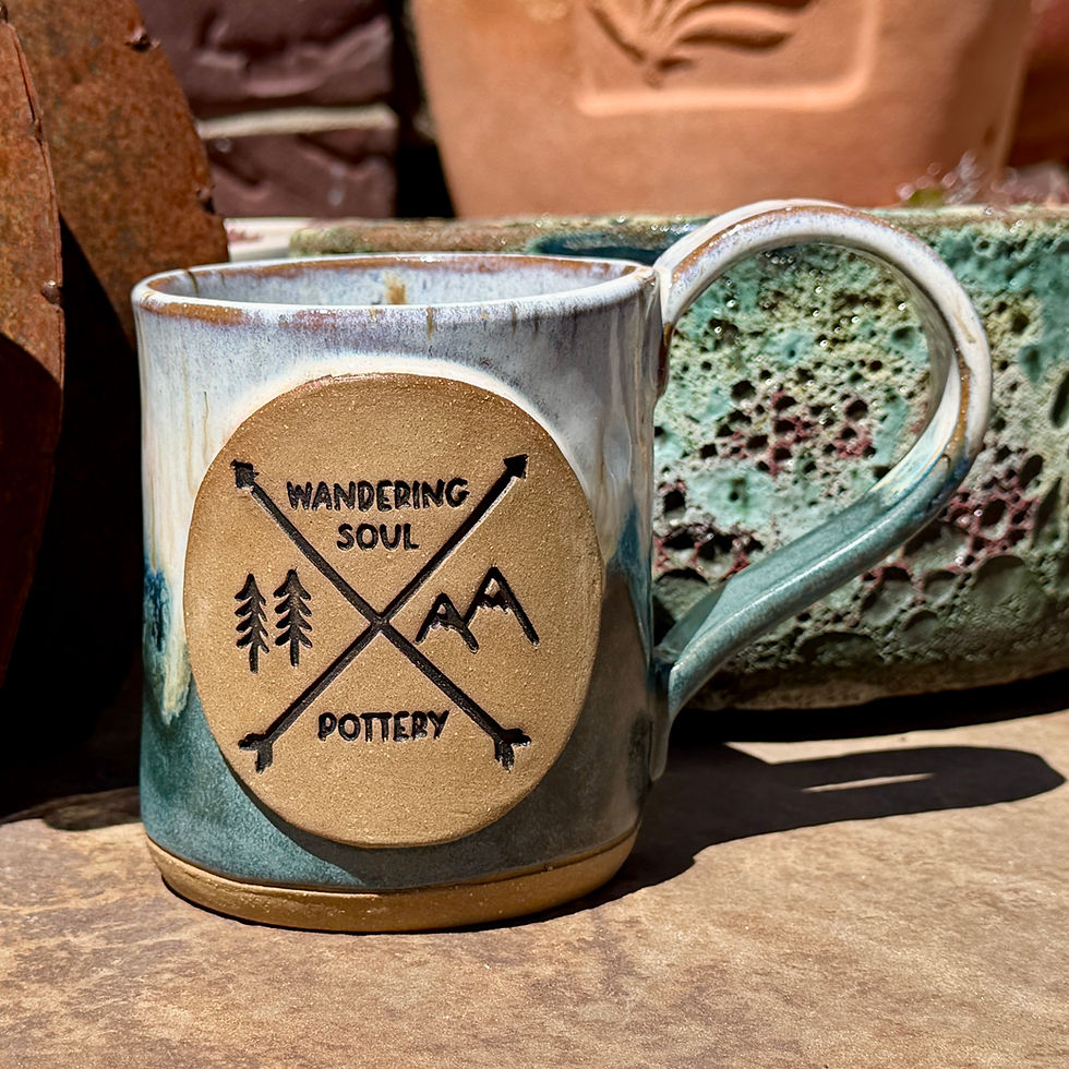 Handmade pottery with custom 3D printed pottery texture logo stamp