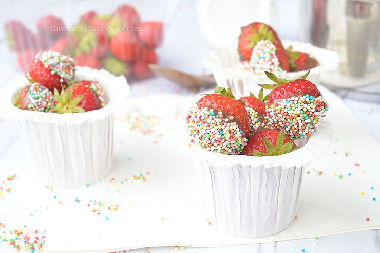 Aardbeien met chocolade