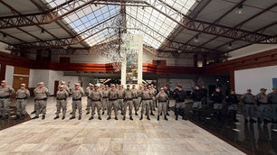 Expogramado foi escolhido pela Brigada Militar para a recepção de 50 policiais militares que já reforçam o efetivo da Serra Gaúcha durante a temporada de inverno. O espaço é administrado pela Gramadotur.
