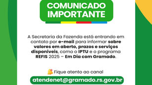 Secretaria da Fazenda de Gramado está contatando contribuintes gramadenses por e-mail
