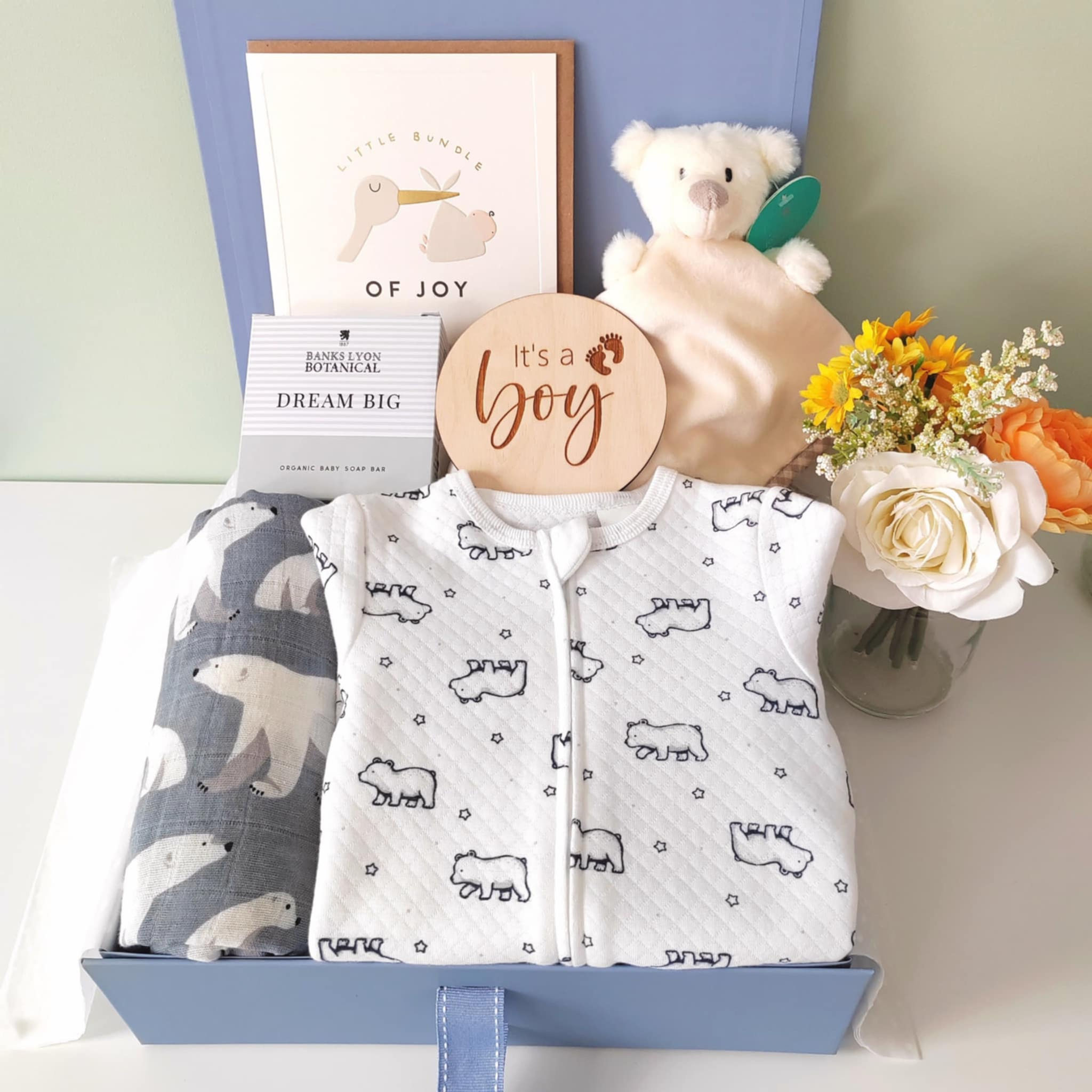 New Baby Boy Polar Bear Gift Box