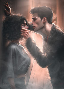 Zwei Personen stehen sich gegenüber. Einbe ist an eine Wand gepresst, die andere hält ihr mit einer Hand den Mund zu.