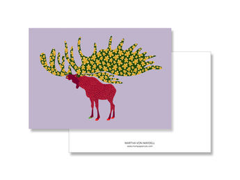 martha von maydell Preetz mvmpapercuts postkarte bunte Tierpostkarte  Elch
