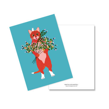 martha von maydell Preetz mvmpapercuts postkarte bunte Tierpostkarte Kater Katze