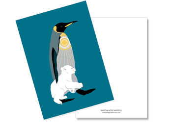martha von maydell Preetz mvmpapercuts postkarte bunte Tierpostkarte pinguïn eisbär