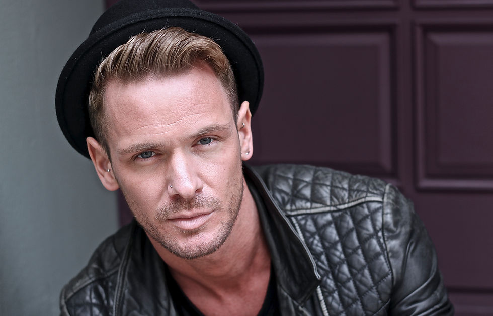 Male fashion model in all saints leather jacket in london