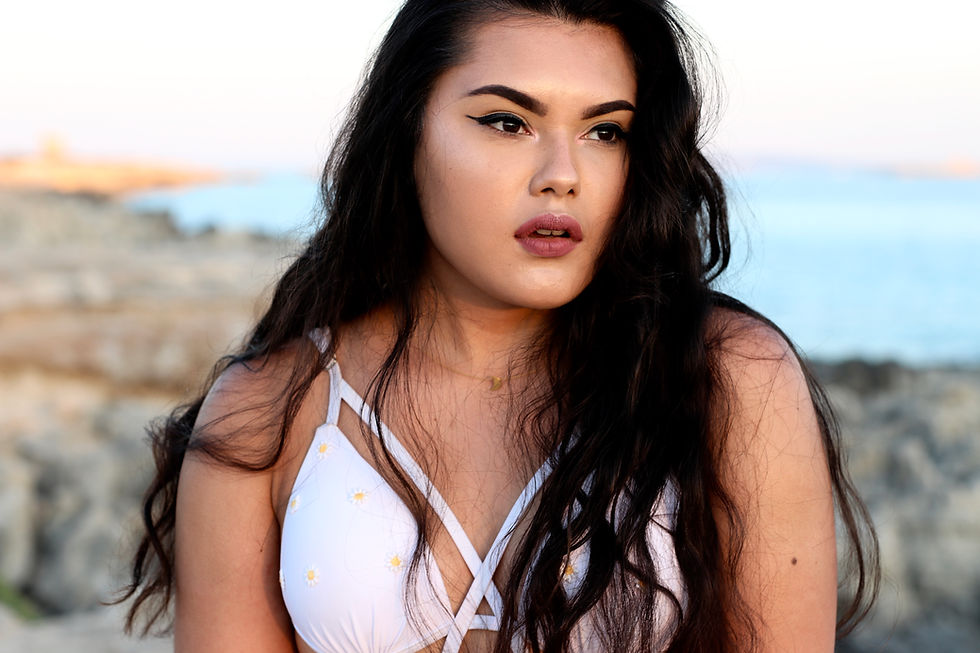 Malaysian model at sunset in ibiza