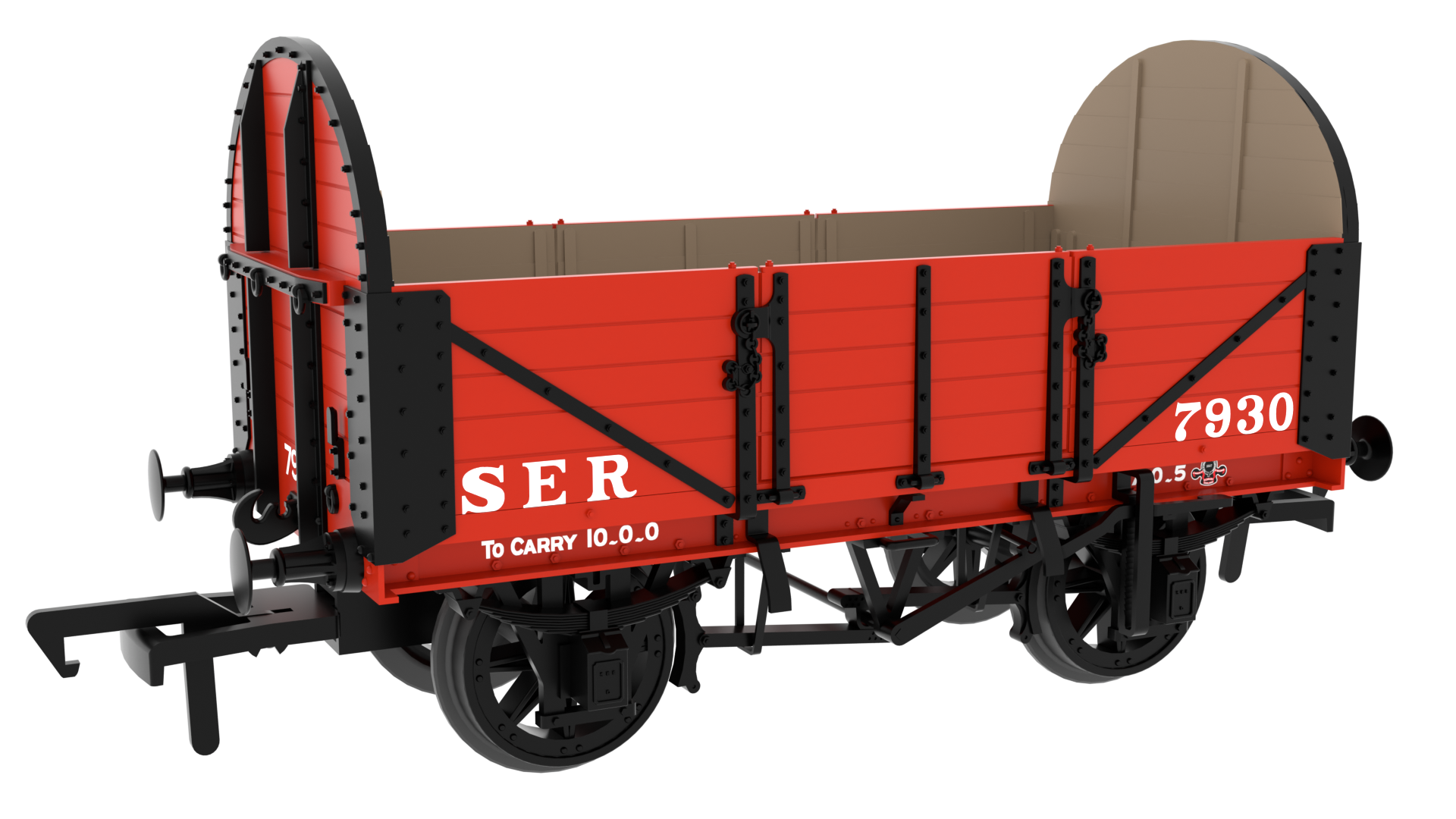 #*# SER/SECR 5-plank 10 ton open wagon - SER Red No. 7930