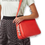 Thumbnail: Karl Lagerfeld, Letter Medium Shoulder Bag in Leather - Tangerine