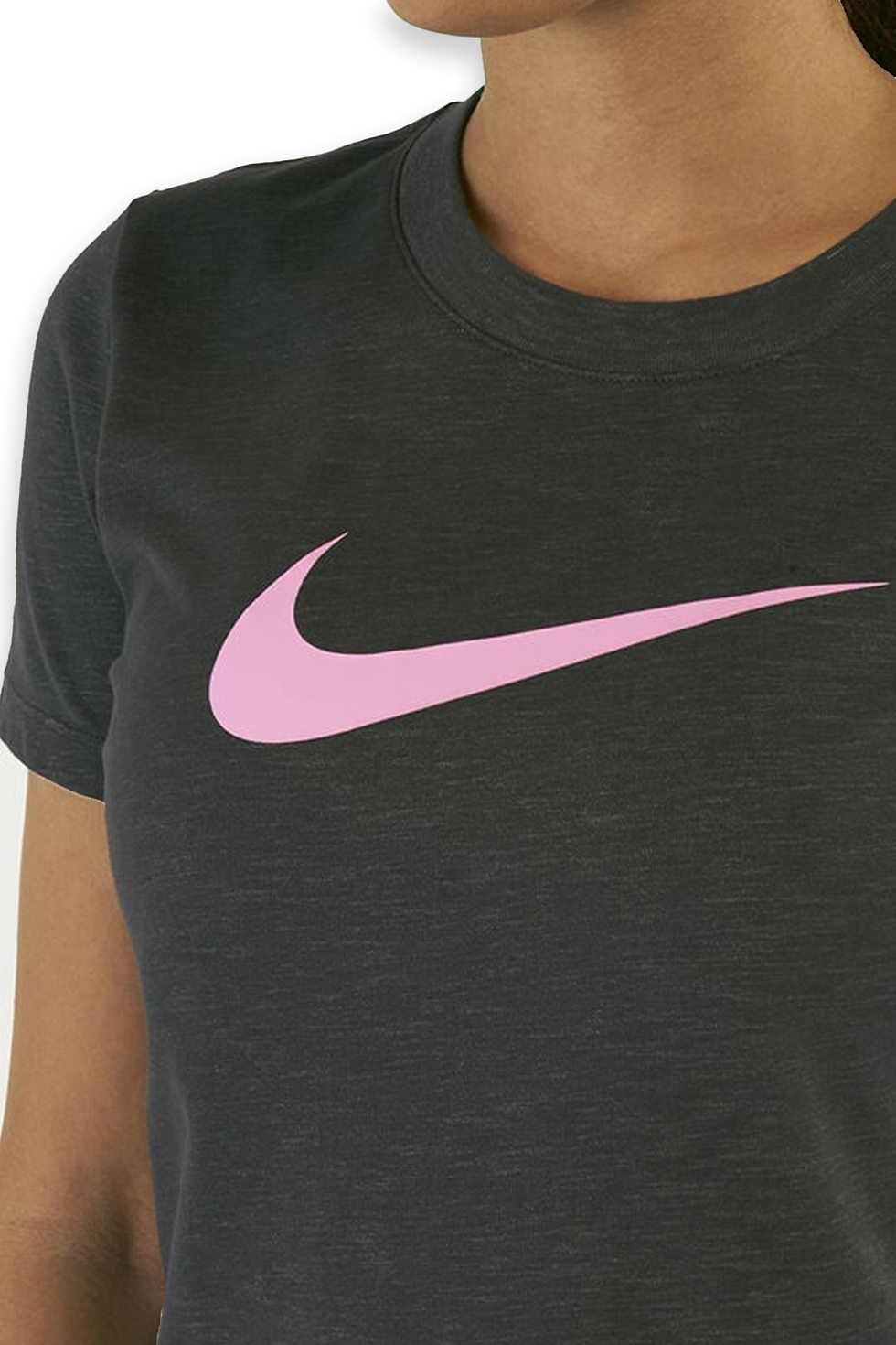 Thumbnail: Nike Women's DRY DFC CREW T-Shirt, Grey - Pink