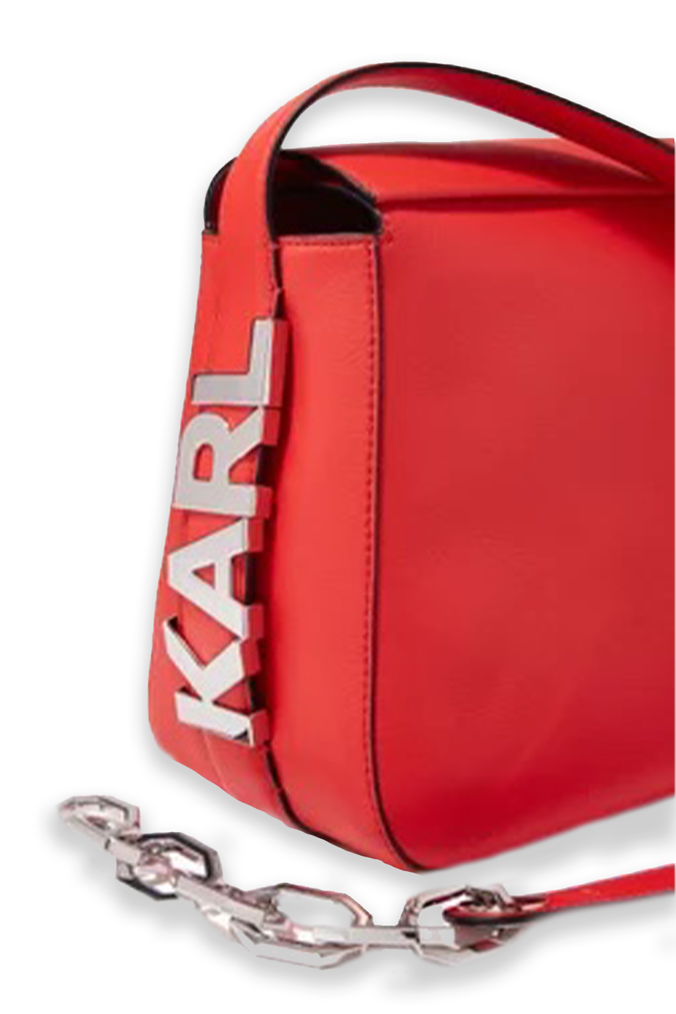 Thumbnail: Karl Lagerfeld, Letter Medium Shoulder Bag in Leather - Tangerine