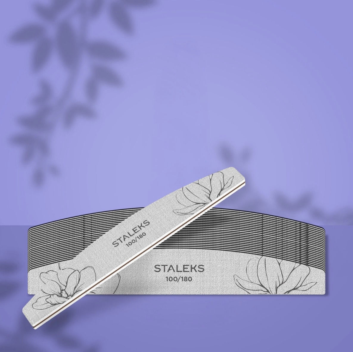 STALEKS PRO Expert 40 Crescent Mineral Nail Files – 100/180 Grit, 25 Pack