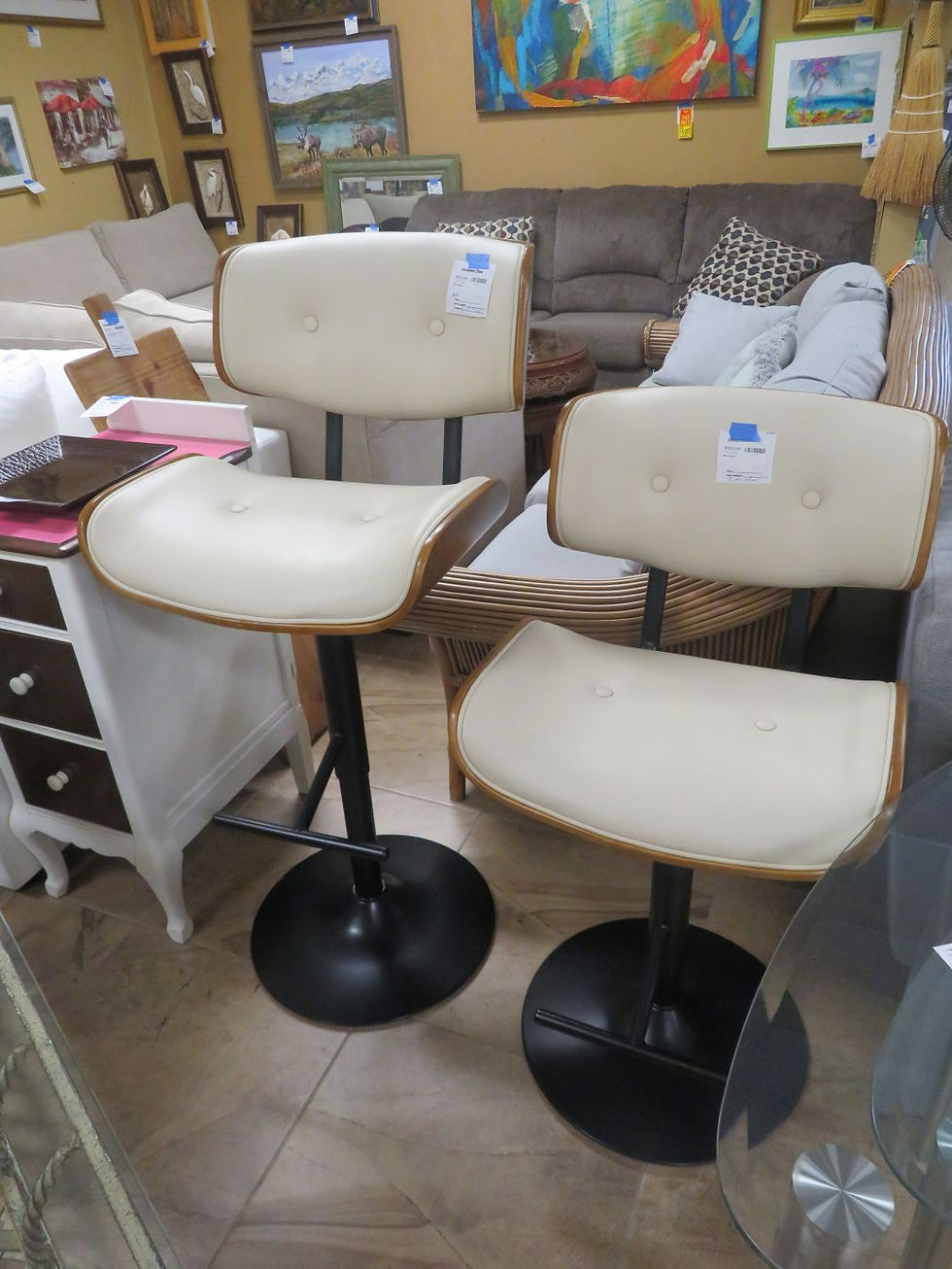 Ashley Furn Contemporary Adjustable height Bar Stool Set $