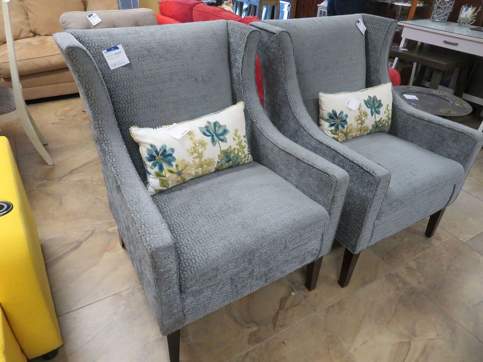 Gray Fabric Wing Back Chair Set $400.00