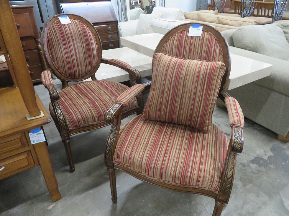 Red and gold fabric arm Chair Set $350.00