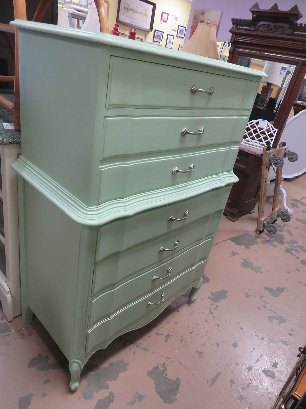Painted Green French Provincial Chest