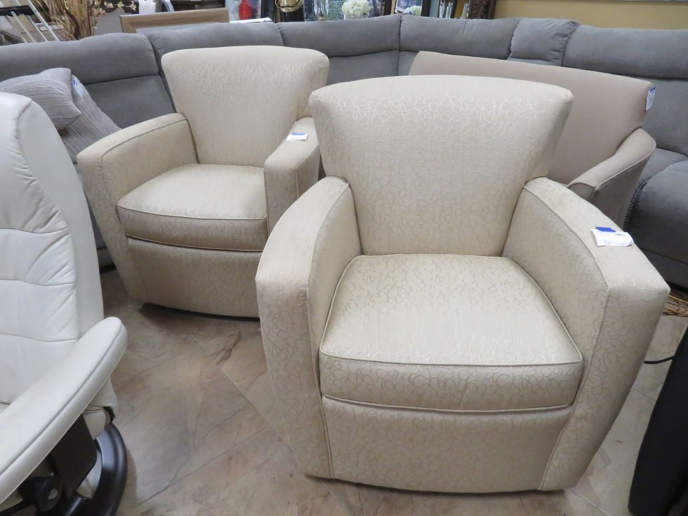 "Fairfield" Beige Swivel Barrel Chair Set $400.00