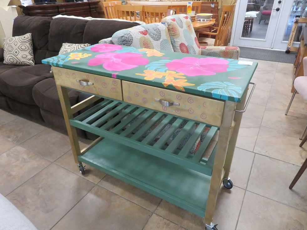 Tropical Painted Island Cart $275.00