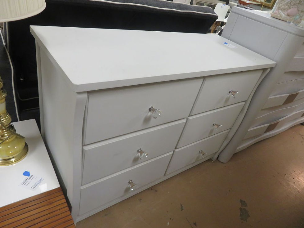 Light Grayish White Dresser W/ Glass Knobs $225.00