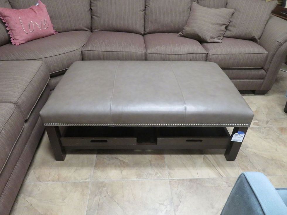 Bassett Furniture Leather Ottoman W/ bottom trays $325.00