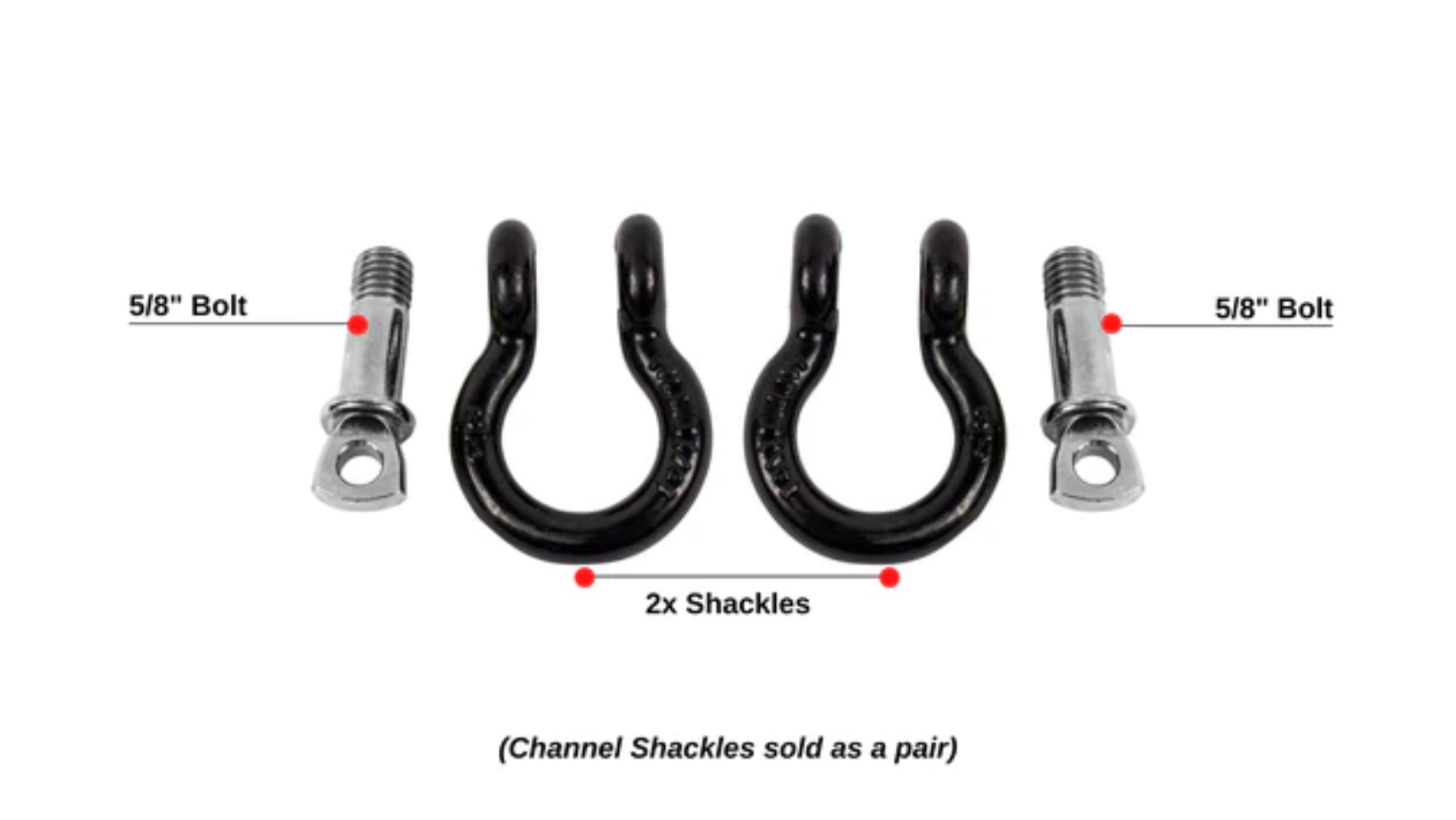 Bullet Proof 5/8" Channel Shackles For Safety Chains (Pair)
