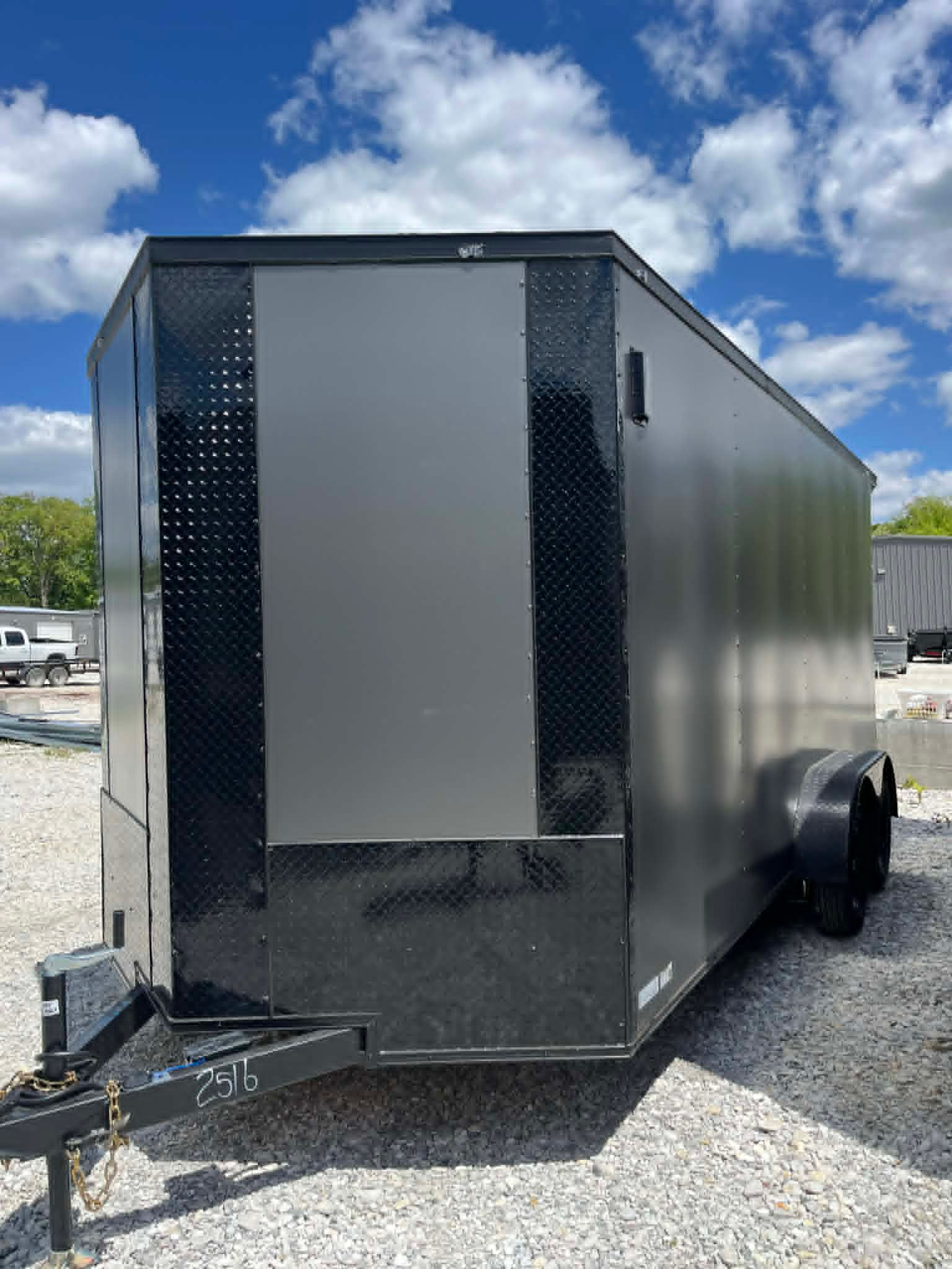 2026 Crew Cargo Trailer 7x16, Charcoal/Black, 7' Interior, 7k GVWR, Spoiler