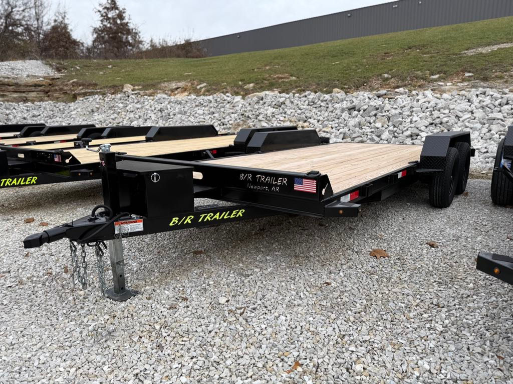 2026 B/R Car Hauler 82x18, 4' Slide In Ramps, Tool Box, Winch Plate, 7k GVWR