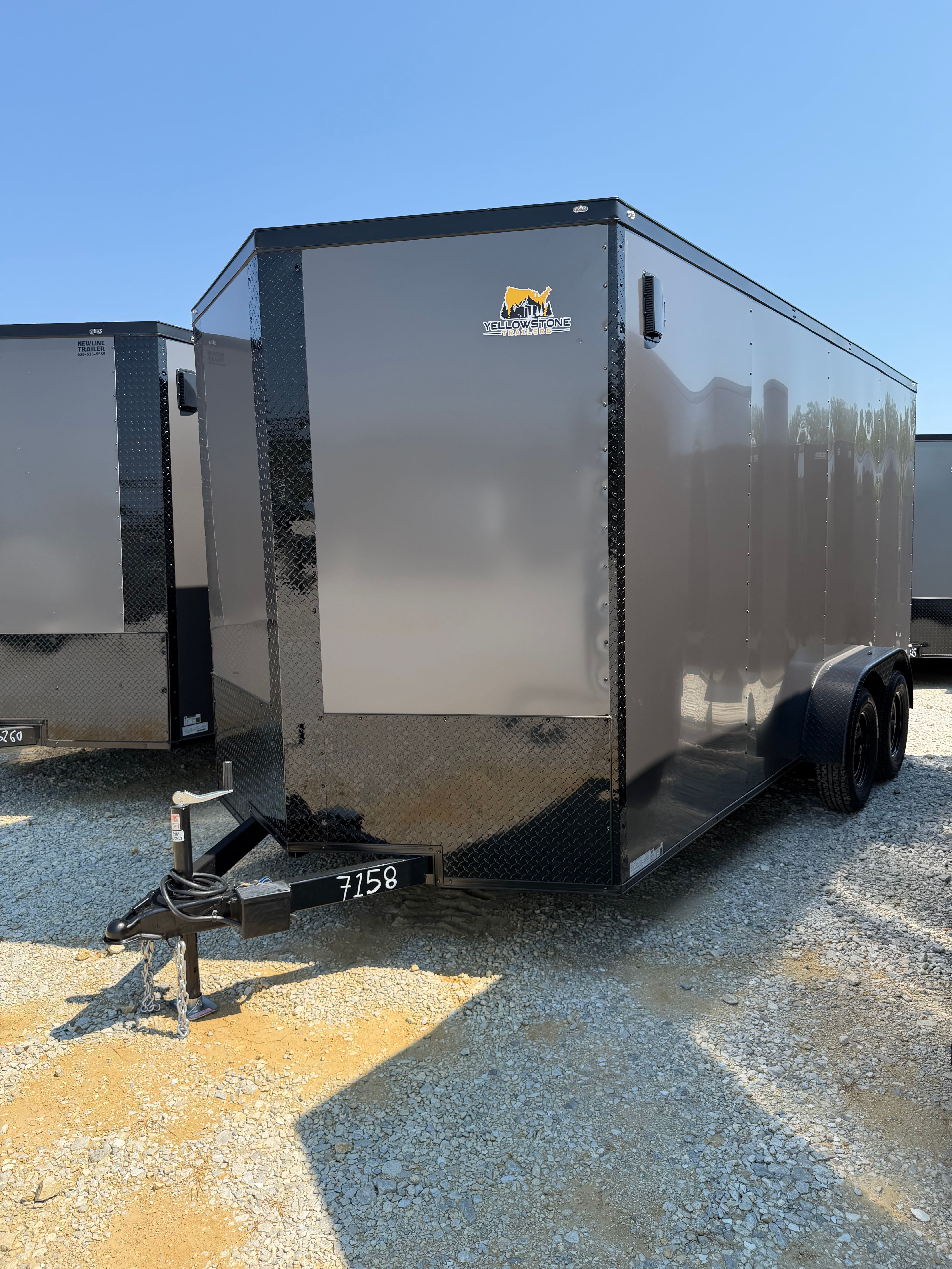 2026 Yellowstone 7x16 Cargo, Charcoal/Black, 7' Interior, .080 Polycor, 7k GVWR