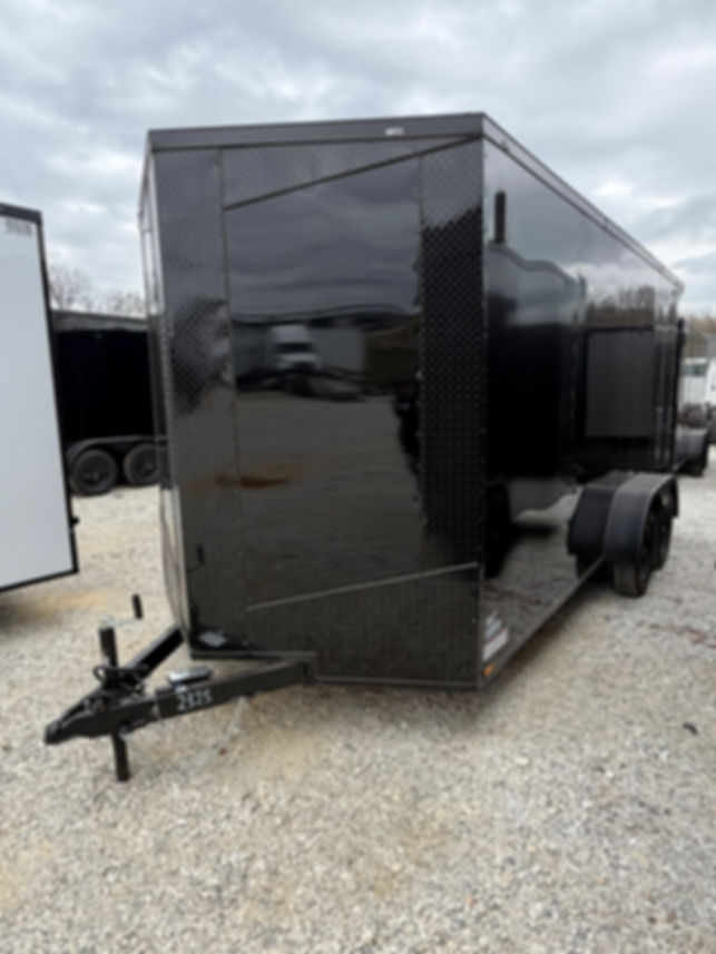 2026 Crew 7x16 Cargo Trailer, Blackout, Spoiler on Back, 7' Interior, 7k GVWR