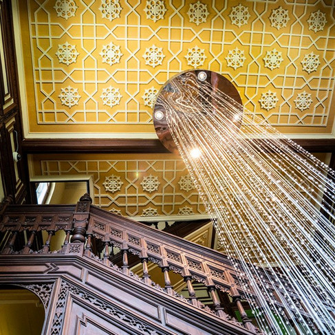 the collection of symbols, motifs, and decorative elements embedded throughout the building