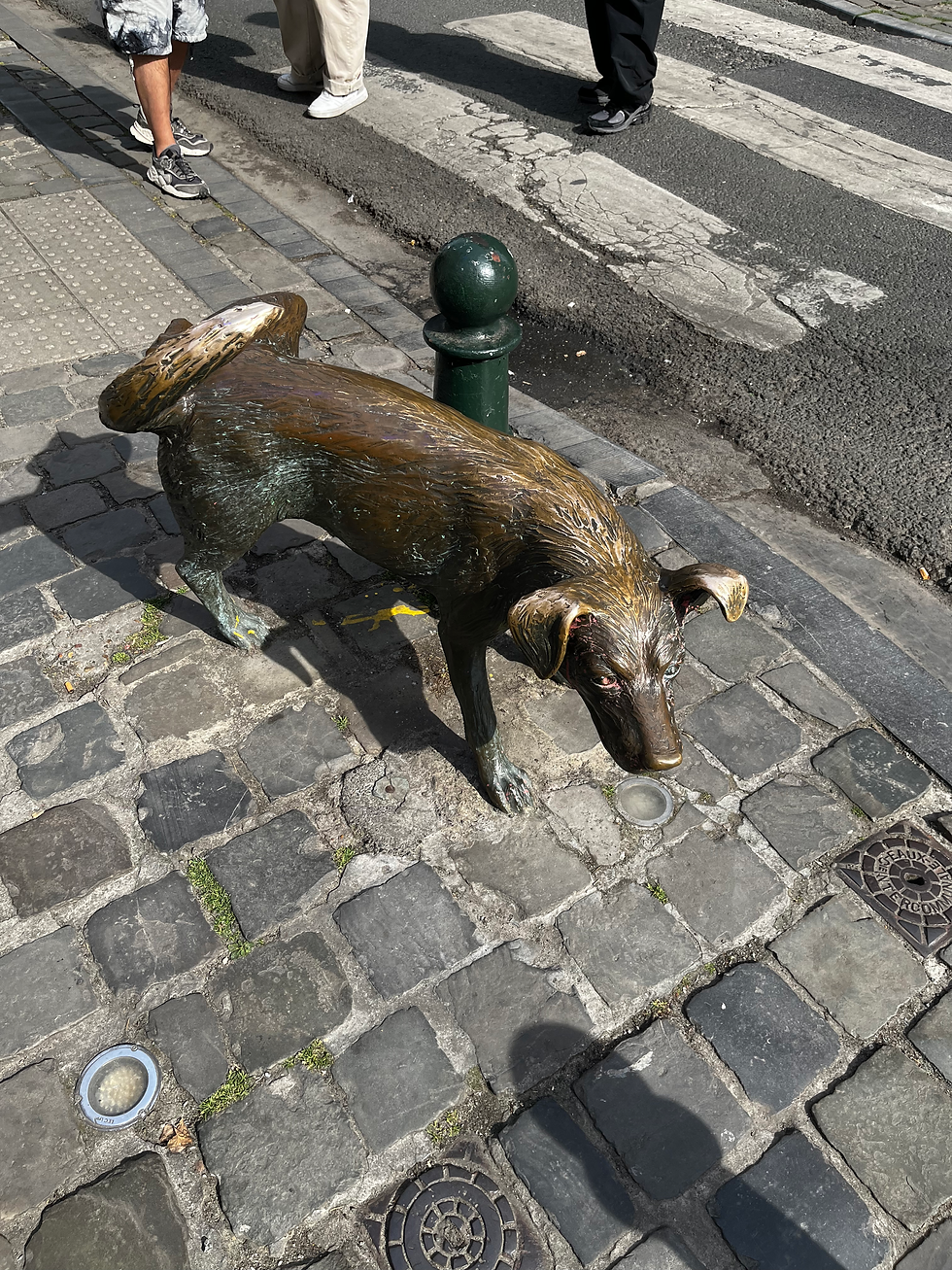 Het Zinneke: urinating dog statue