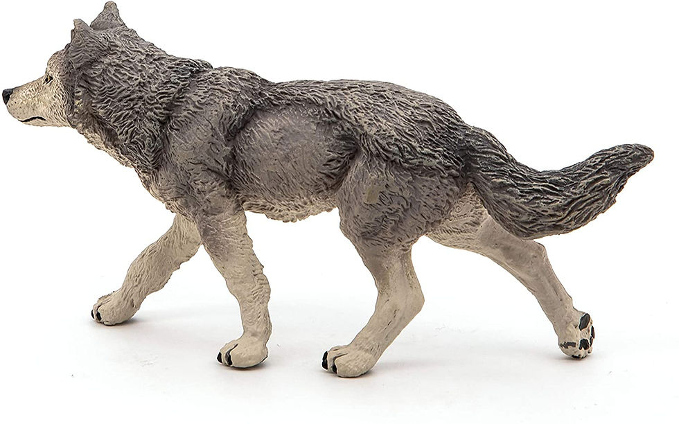Miniatura: Figura Animales Lobo Gris Pintado a Mano