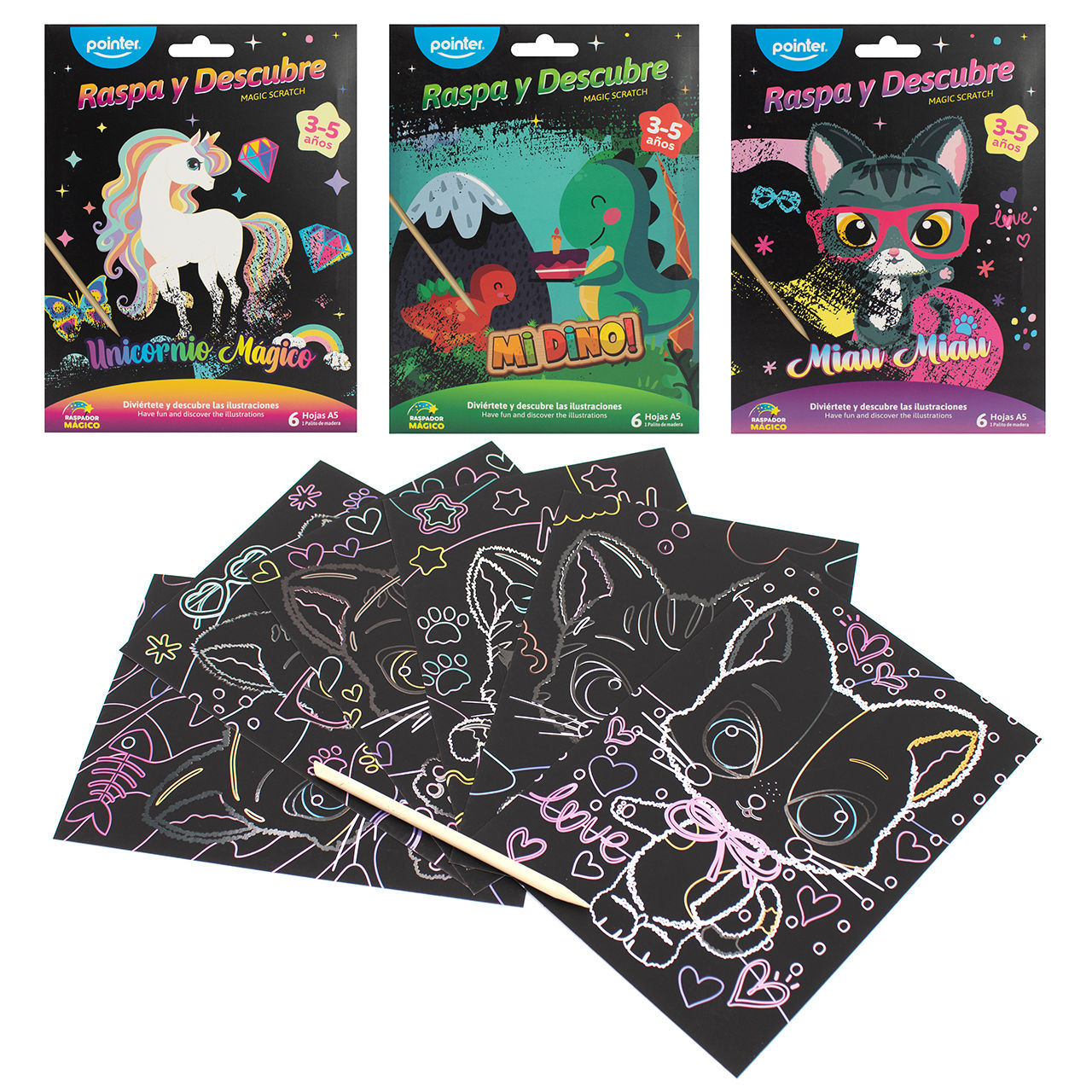 Kit De Arte Raspa Y Descubre Gaticos Colorea