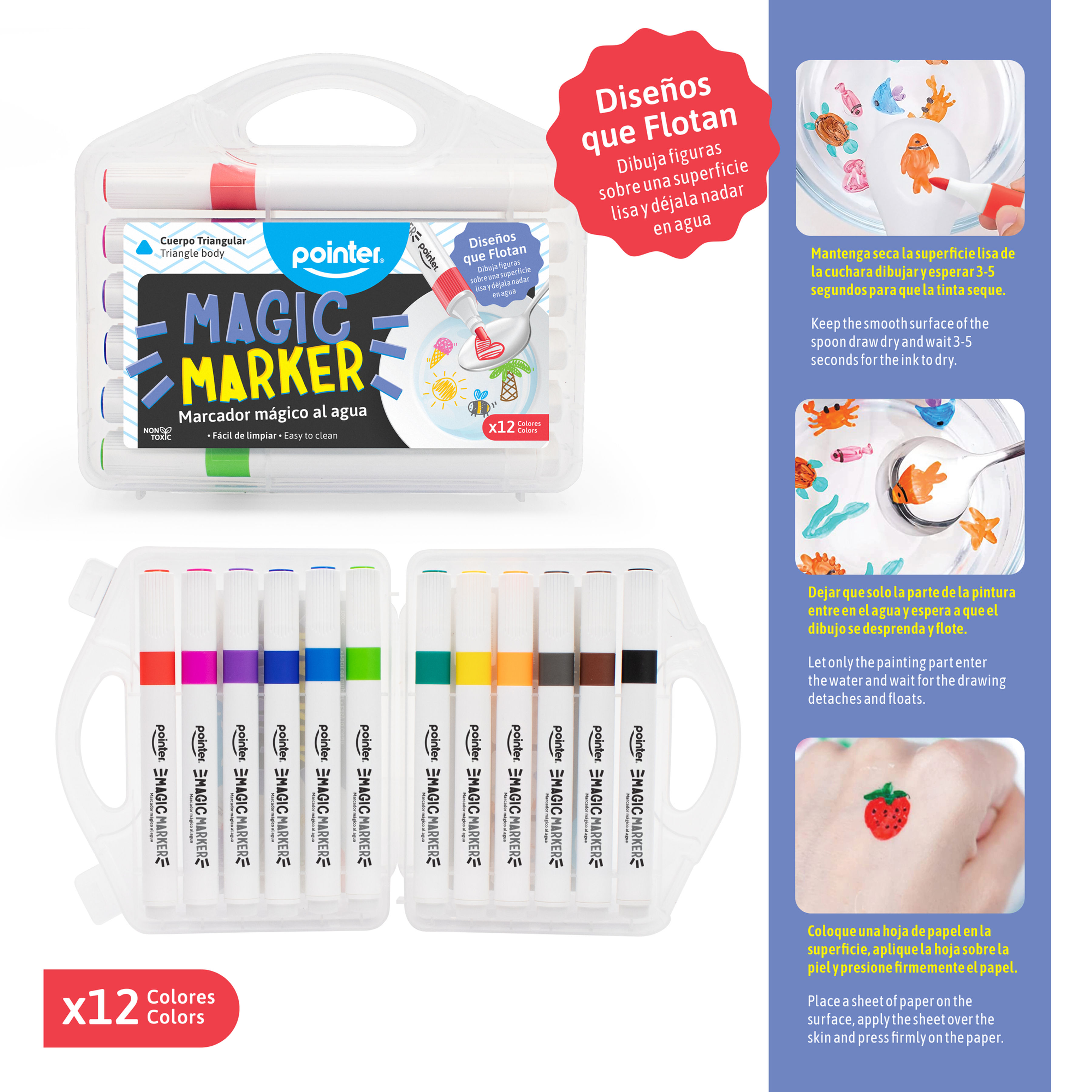 Marcadores Magicos Para El Agua x 12 Colores