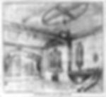 A newspaper etching shows the stage and seats of the Gillioz with the curtains drawn.
