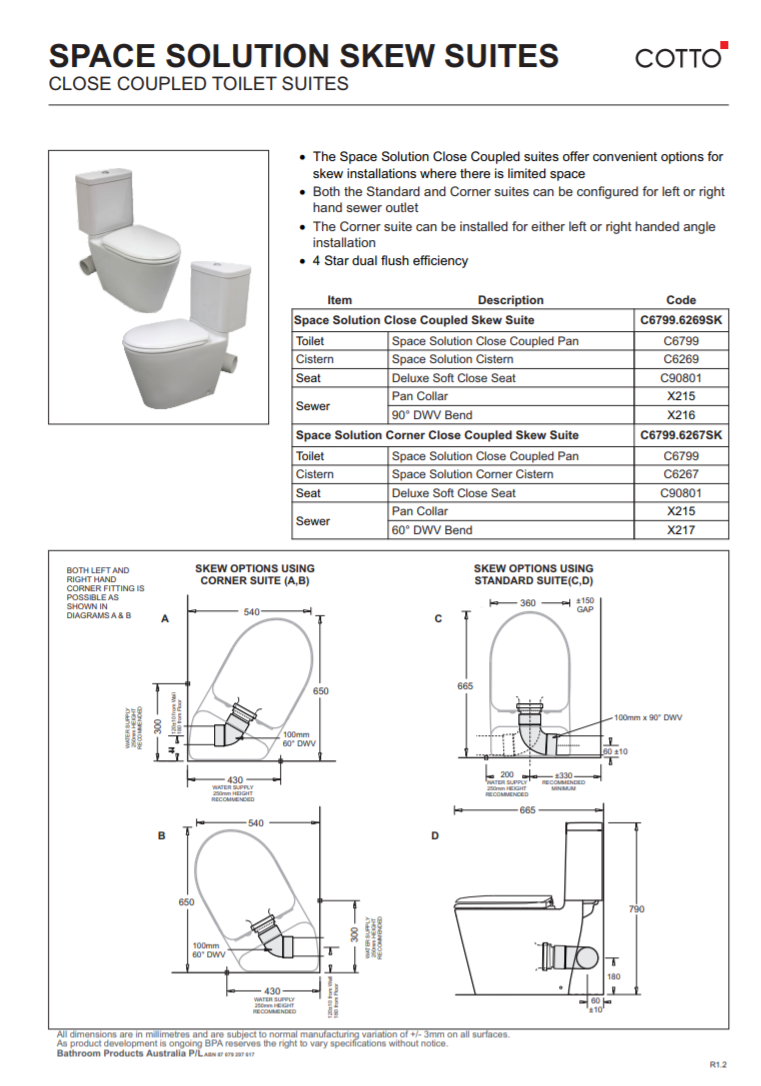 JOHNSON SUISSE SPACE SOLUTION SKEW TRAP CLOSECOUPLED COMMERCIAL TOILET