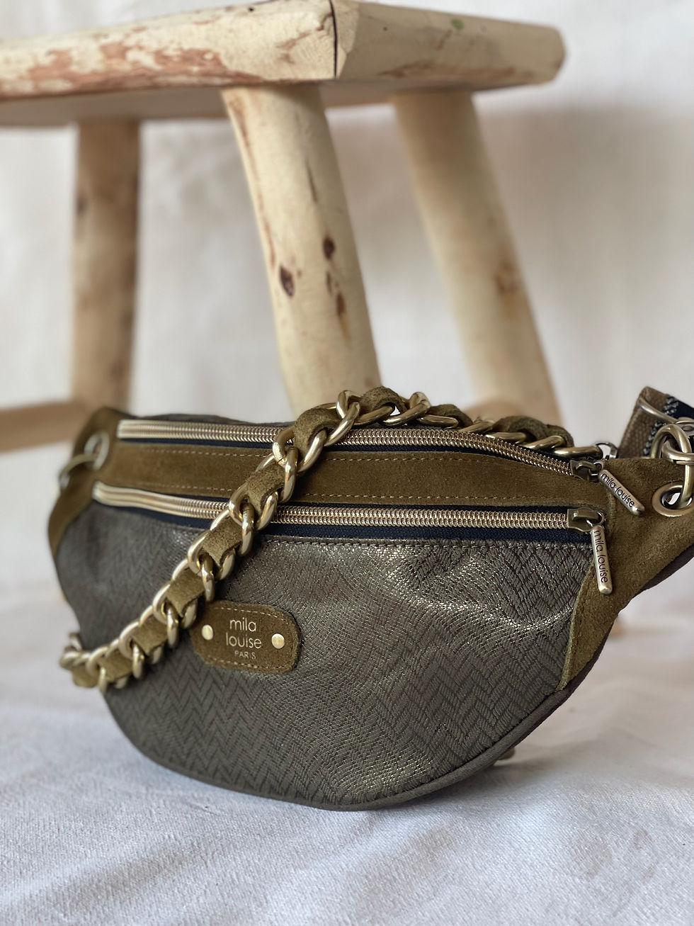 Miniature : PETRA SAL 1 - Sac banane textile irrisé impression ligne brisées -  KIWI